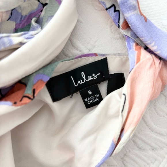NWOT Lulus Tied Back To You Lavender Multi Floral Print Mini Shift Dress Small - Picture 3 of 5
